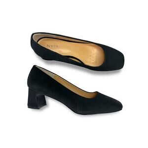 NYDJ New Women's Fay 2 Block Heel Pumps Size 9 Black Faux Suede Microfiber